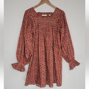 Doen Estee Dress Smocked Calico Canyon Blooms Mini Dress Size M Womens